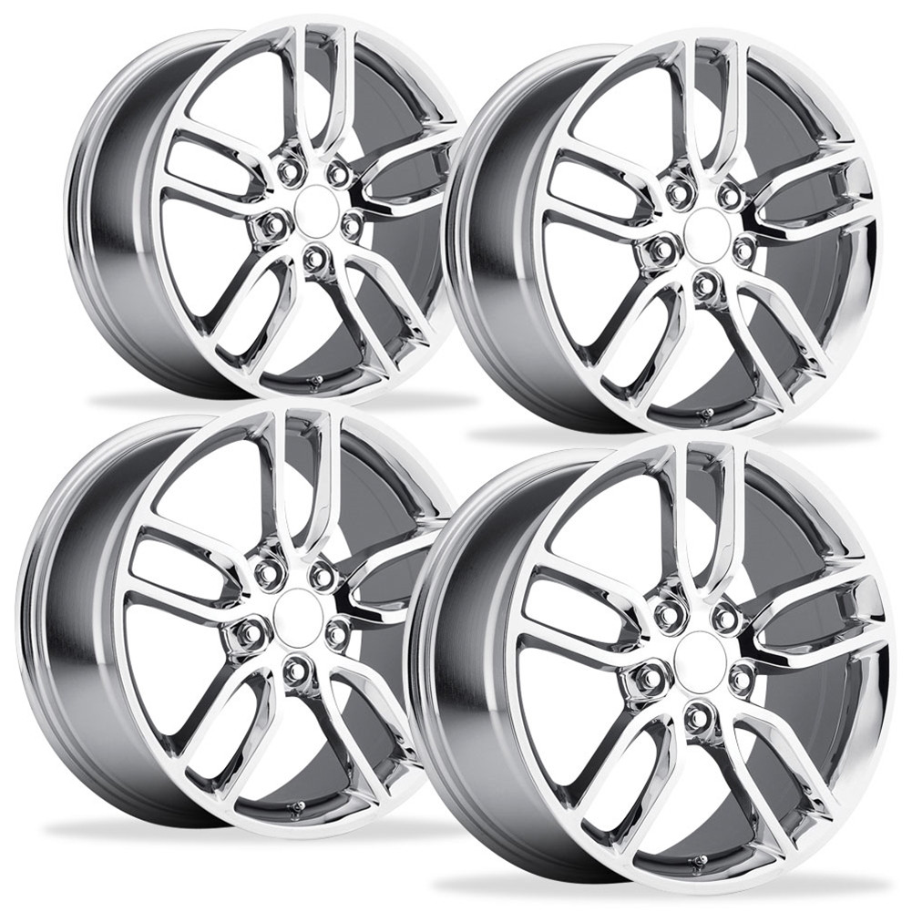 Set of 4 Chrome Wheels  - Center Caps w/decal Logos