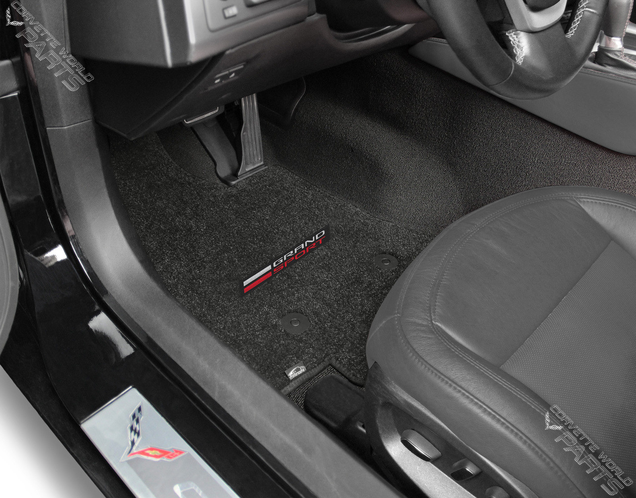 1 "C7 LLYODS ULTIMAT FRONT GRANDSPORT SINGLE LOGO  JET BLACK FLOOR MATS"