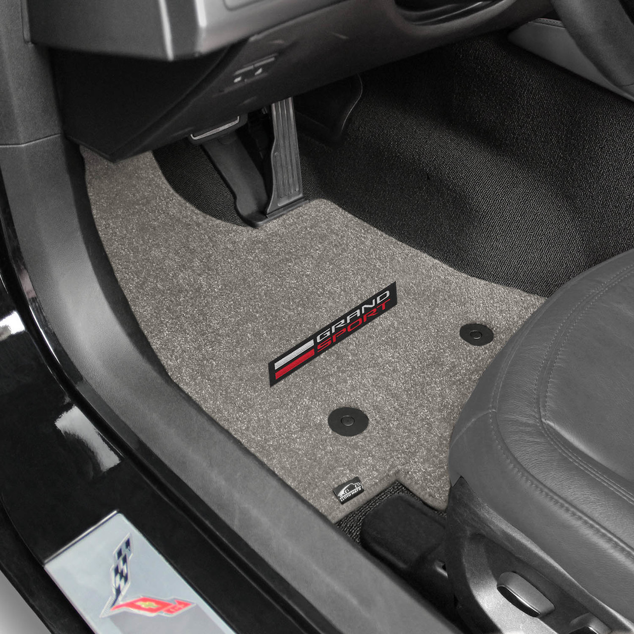 2 "C7 LLYODS ULTIMAT FRONT GRANDSPORT SINGLE LOGO GREY FLOOR MATS"