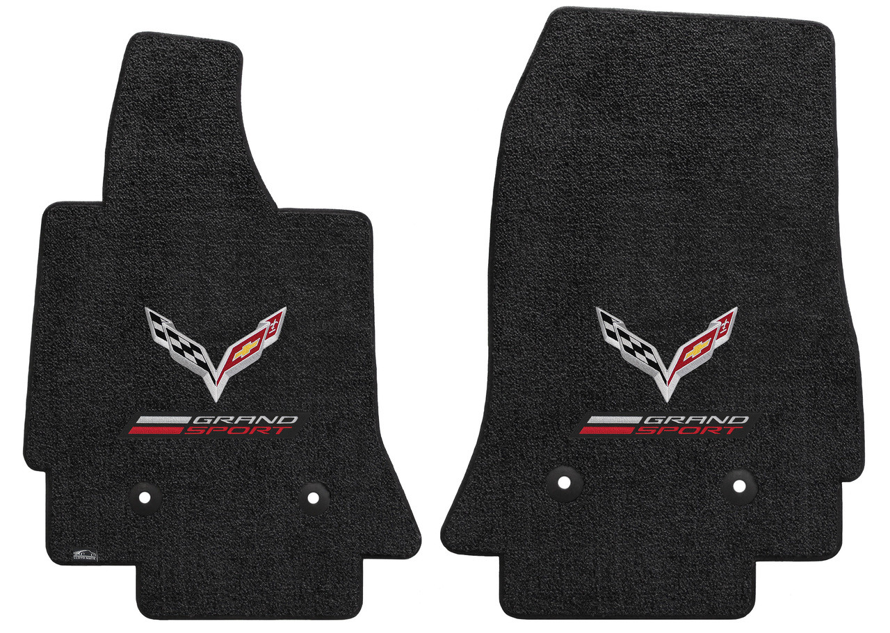 1 "C7 LLYODS ULTIMAT FRONT GRANDSPORT DOUBLE LOGO JET BLACK FLOOR MATS"