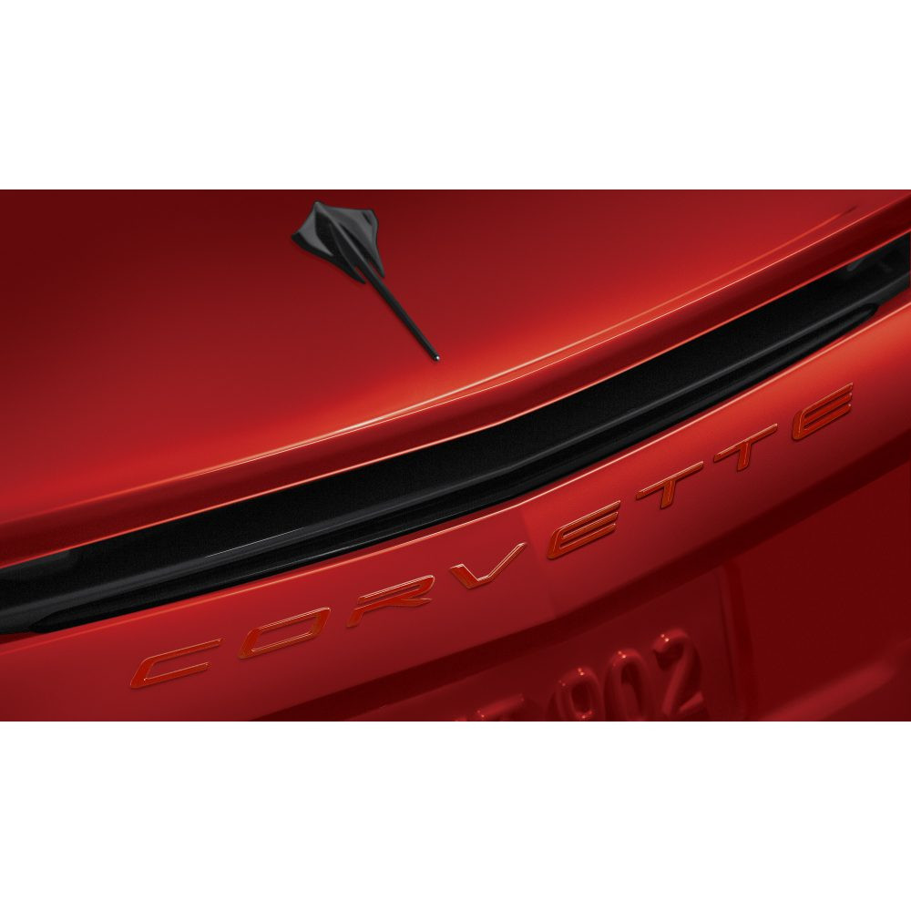 C8 Corvette Script Rear Emblem in  Torch Red
