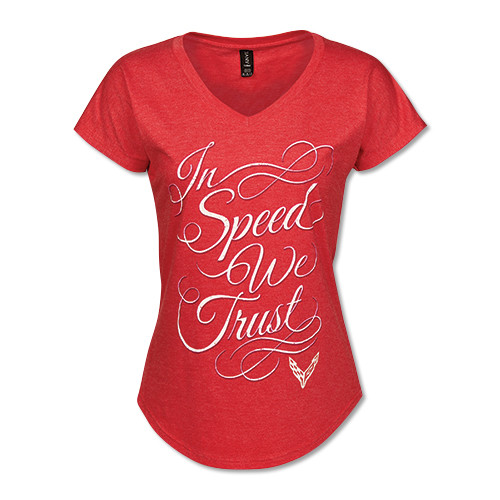 Ladies’ C8 Corvette In Speed We Trust Tee