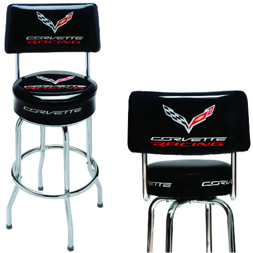 CORVETTE RACING PUB STOOL W/BACK