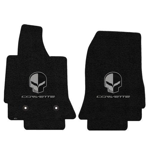C7 Corvette Floor Mats - Lloyd Mats Jet/Black with Jake Skull Logo & Corvette Script 