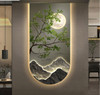 Light luxury night sky pine landscape crystal porcelain modern glass wall