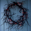 Wreath Decoration for Front Door LED Lights Glitter Black Branch Halloween Decorations