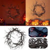 Wreath Decoration for Front Door LED Lights Glitter Black Branch Halloween Decorations