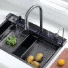 Two Waterfall Faucets Kitchen Sink with Digital Temperature Display & LED Lighting-CH2206