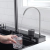 Two Waterfall Faucets Kitchen Sink with Digital Temperature Display & LED Lighting-CH2206