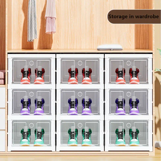 Multi-tier Folding Shoe Box With Door, Stackable Dust Proof Shoe Rack Multi-tier Folding Shoe Box With Door, Stackable Dust Proof Shoe Rack