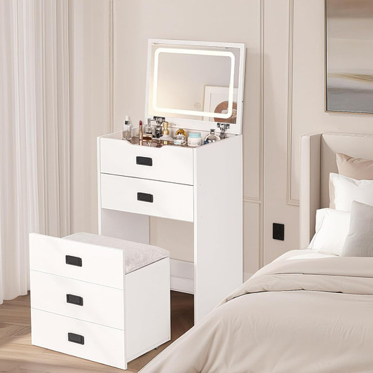 3 in 1 Vanity Desk with Plip Top Mirror