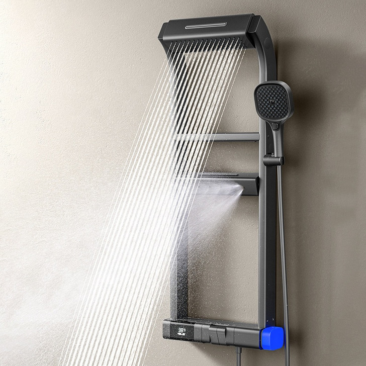 Bathroom Rain Shower Mixer system Brass Gun Ash LED Digital shower set shower complete set