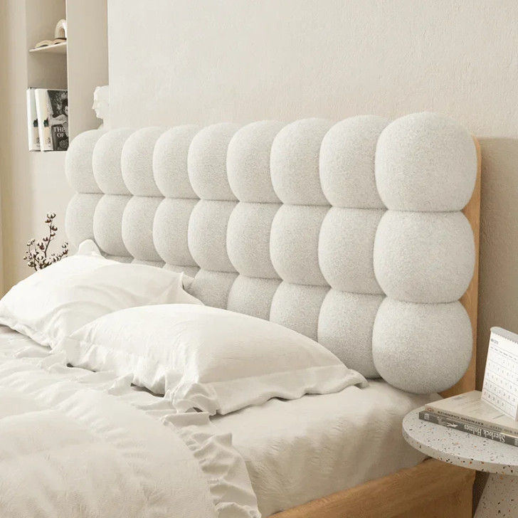 Cream Air Bedroom Double Cloth Bed Headboard