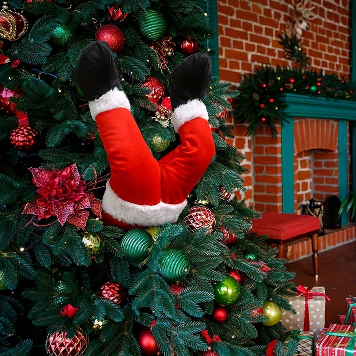 Eclectic Santa Claus Legs Christmas Tree Topper