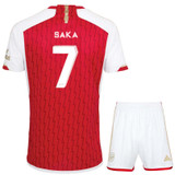 SAKA #7 Arsenal 23/24 Kid's Home Shirt and Shorts - Arsenal Font