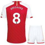 ØDEGAARD #8 Arsenal 23/24 Kid's Home Shirt and Shorts - PL Font