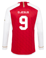 G. JESUS #9 Arsenal 23/24 Men's Home Long Sleeve Shirt - Arsenal Font