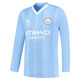 HAALAND #9 Manchester City 23/24 Men's Home Long Sleeve Shirt - PL Font