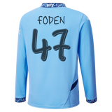 FODEN #47 Manchester City 24/25 Men's Home Long Sleeve Shirt - Man City Font