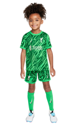 Liverpool 24/25 Kid's Green Goalkeeper Shirt and Shorts