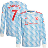 RONALDO #7 Men's 21/22 Long Sleeve Stadium Manchester United Away Shirt