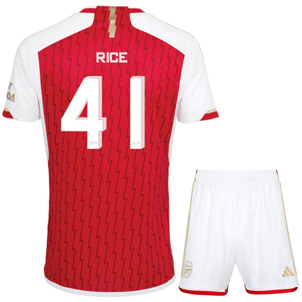 RICE #41 Arsenal 23/24 Kid's Home Shirt and Shorts - Arsenal Font