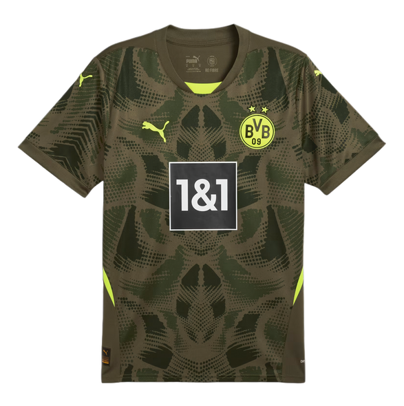 Borussia Dortmund 24/25 Kid's Olive Goalkeeper Shirt and Shorts
