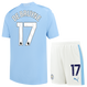 DE BRUYNE #17 Manchester City 23/24 Kid's Home Shirt and Shorts - PL Font