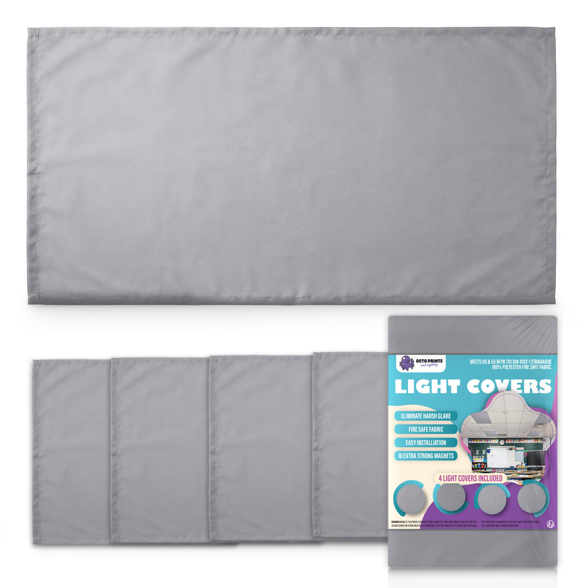 Close-up of gray light diffuser panel showing fabric texture and magnetic attachment