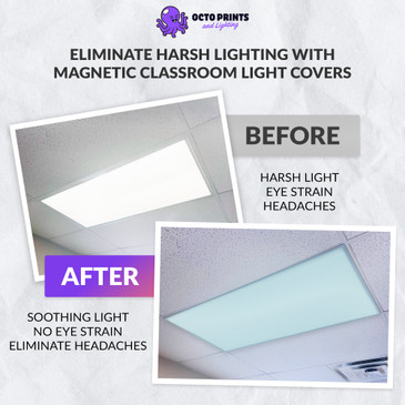 magnetic recessed light covers, classroom light covers, office light covers