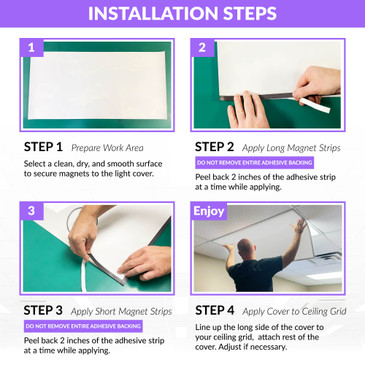 2x2 fluorescent light covers magnetic for classroom and office