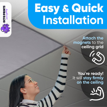 Modern neutral gray magnetic light cover diffusing harsh fluorescent classroom lighting