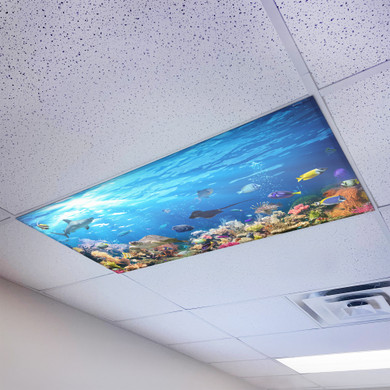 Ocean-themed fluorescent light covers