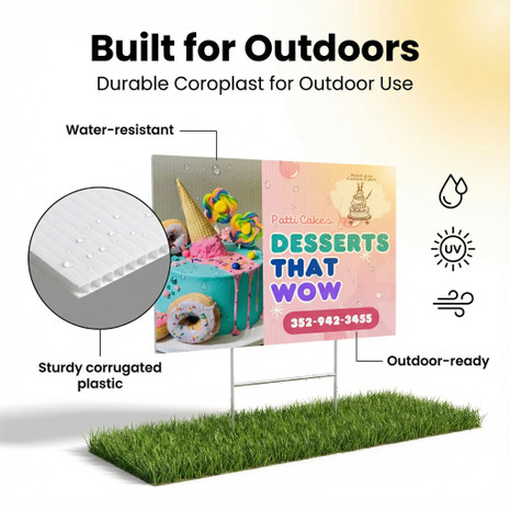 Yard Signs for Outdoors - Water Resistant, Sturdy Corrugated Plastic