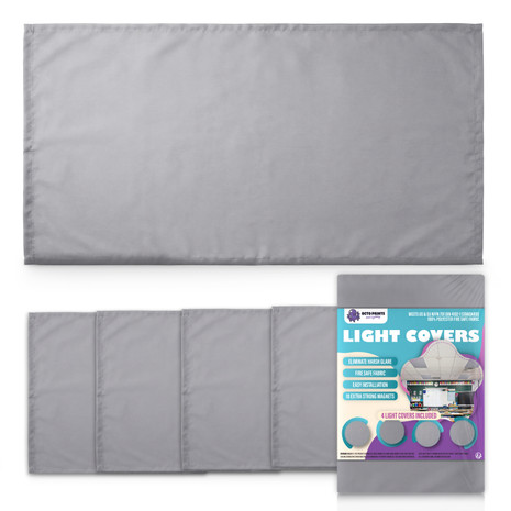 Close-up of gray light diffuser panel showing fabric texture and magnetic attachment