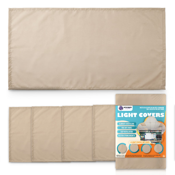 Close-up of warm beige fabric light filtering material diffusing harsh fluorescent glare