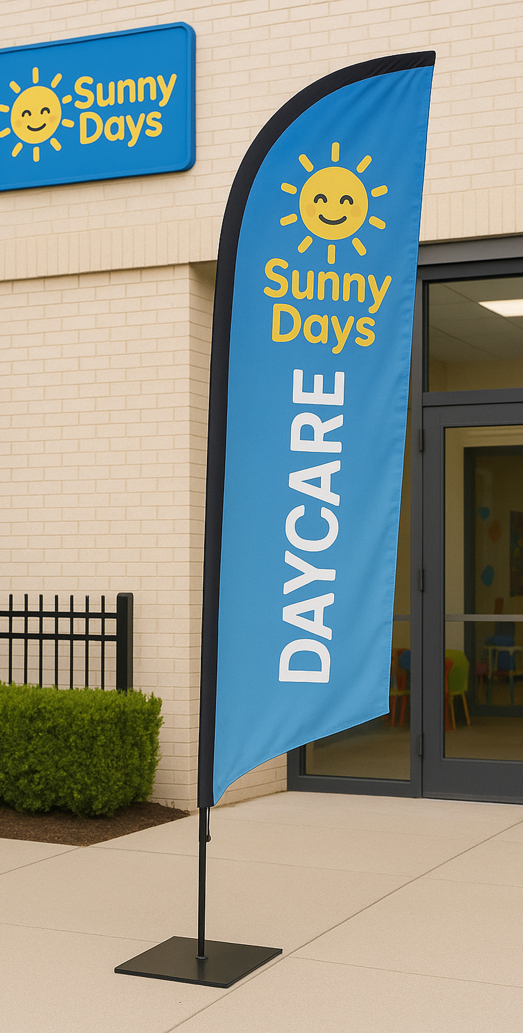daycare angled feather flag