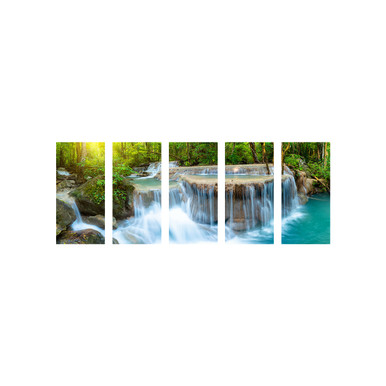 Waterfall 501 scene spread across five fluorescent light cover panels