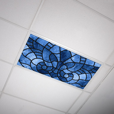 Stained Glass 007 blue stained glass light fixture cover