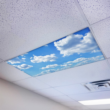 Blue sky cloud magnetic light cover for a 2x4 ceiling light