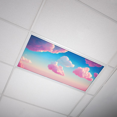 Pink cloud fluorescent light cover with soft pink sky