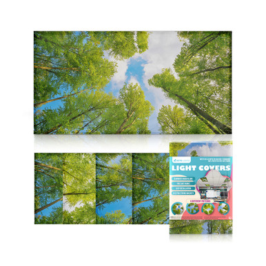 Tree canopy fabric light covers for fluorescent lights