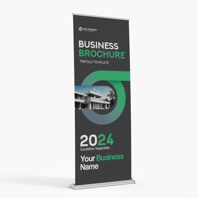 Premium retractable banner stand 36x92 with chrome accents