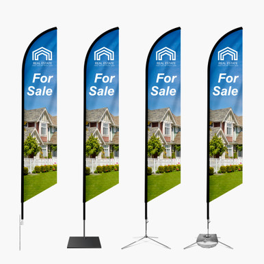 Custom feather angled flags on four base options