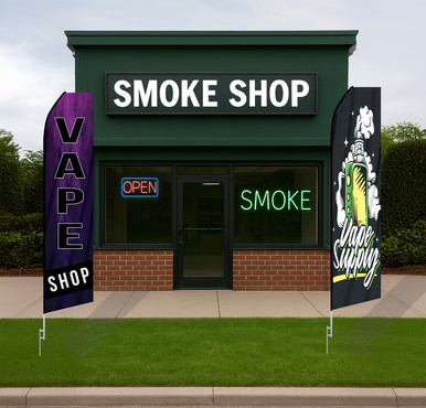 vape shop signage Smoke Shop Econo Feather Flags
