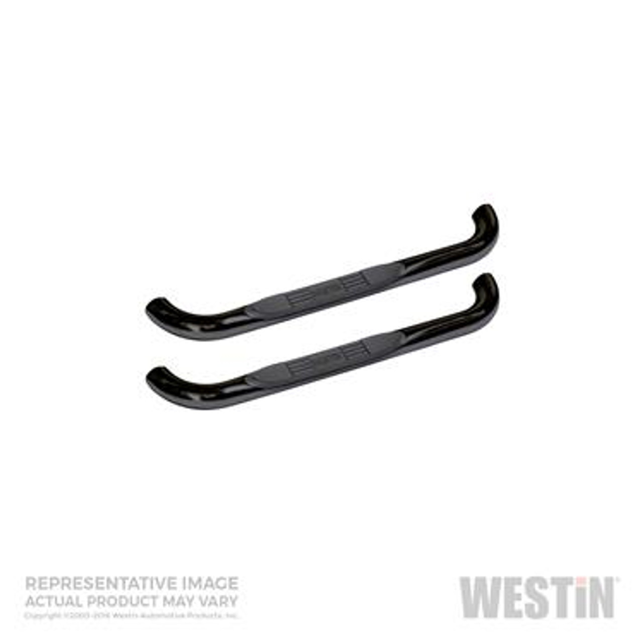 WES23-0535, Nerf Bar; E-Series; With Step Pads; 3 Inch Round Bent; Powder Co