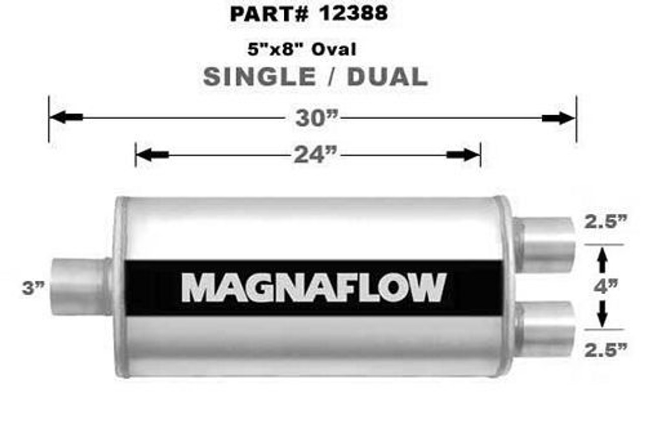 MAG12388, STAINLESS MUFFLER 3IN - DUAL 2.5"