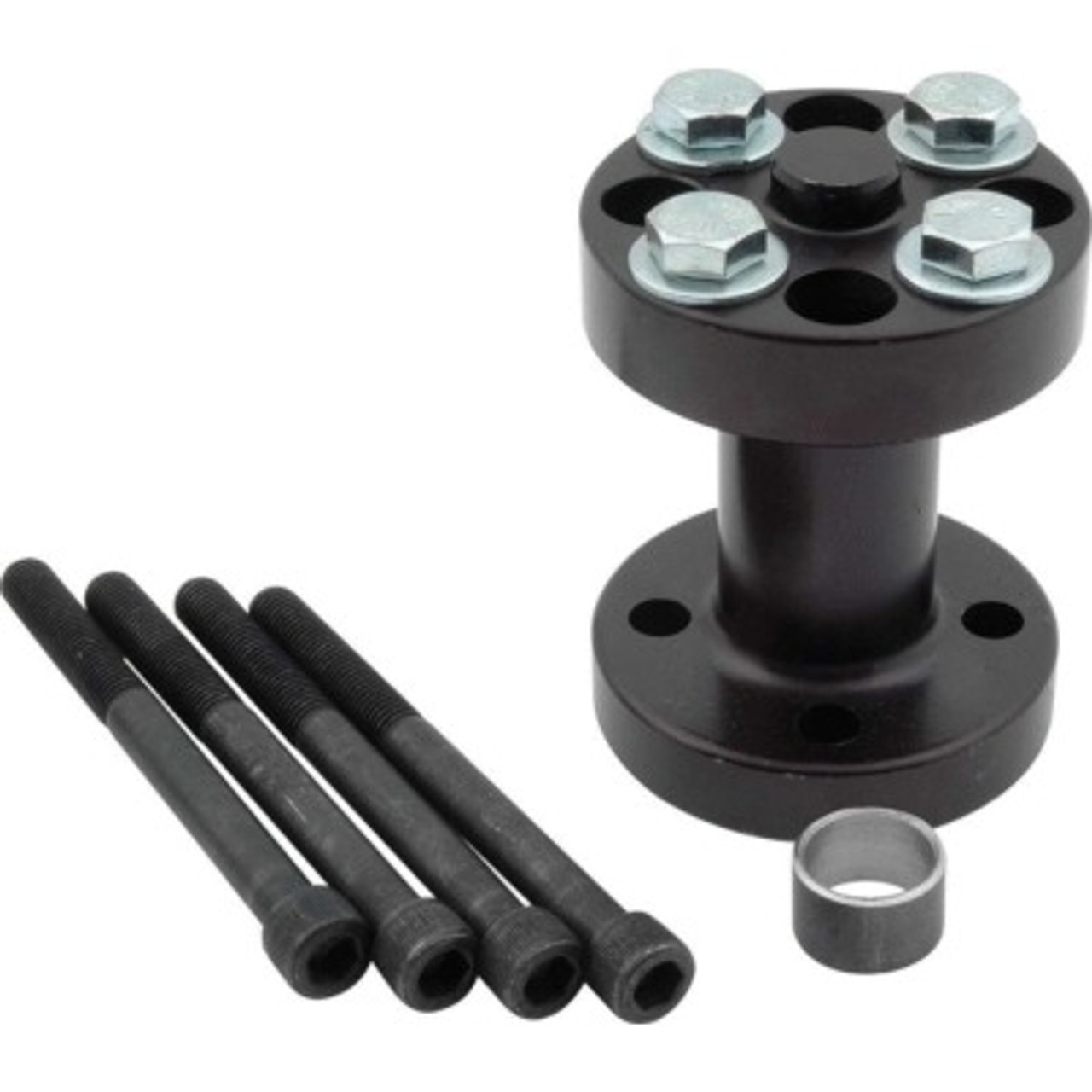 ALL30190, Fan Spacer, 3 in Thick, Bushing / Hardware, Aluminum, Black Anodize, Chevy V8 / Ford V8, Each