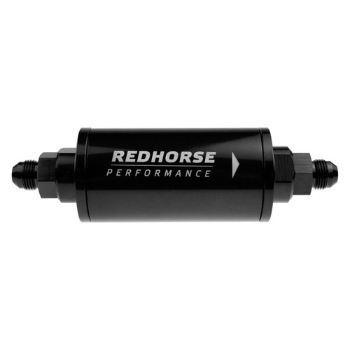RHP4651-08-2, 6" Cylindrical In-Line Race Fuel Filter - 08 AN - Black