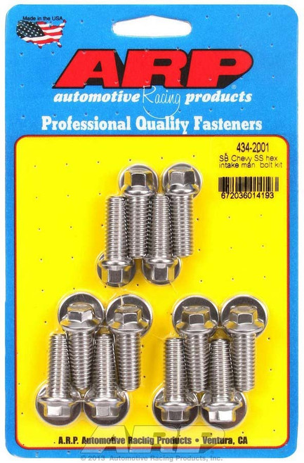ARP434-2001, SBC S/S INTAKE BOLT KIT  6PT.